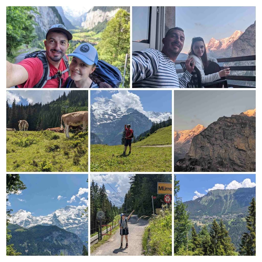 Eine Sammlung von Bildern von der Wanderung auf der Via Alpina von Wengen nach Mürren, Schweiz.