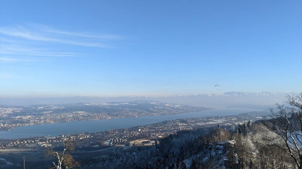 Blick vom Uetliberg über den Zürichsee