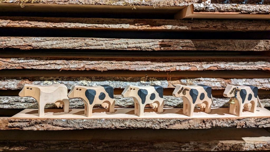 Wooden Cows in the Making at the Trauffer Erlebniswelt (world of experience)