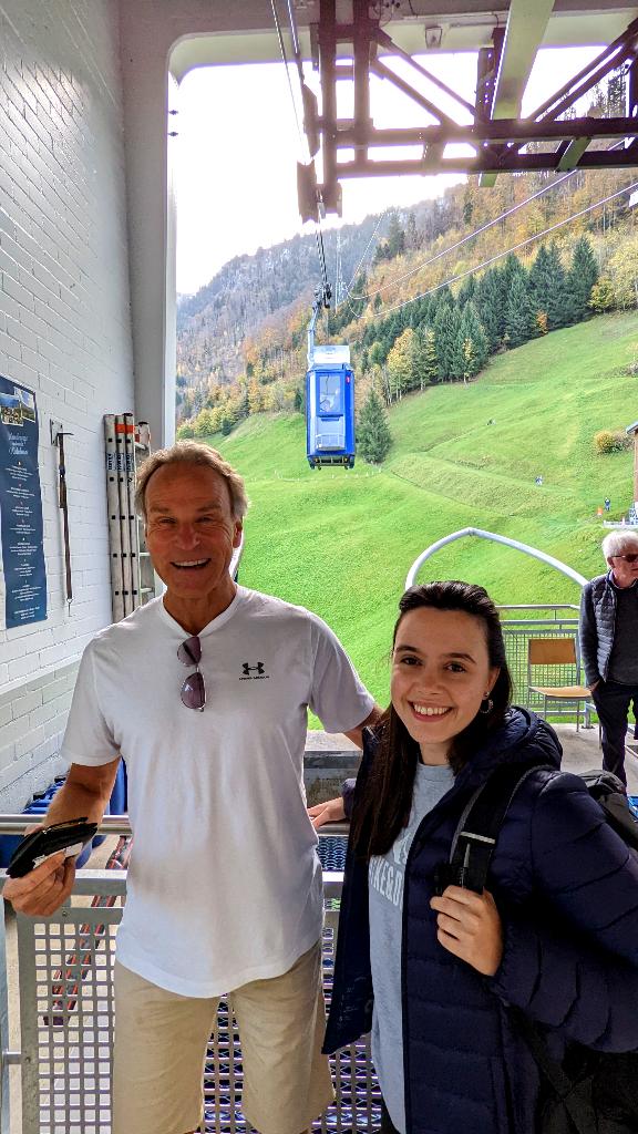 Solène and Marc at the Niederbauen gondola valley station im Emmetten