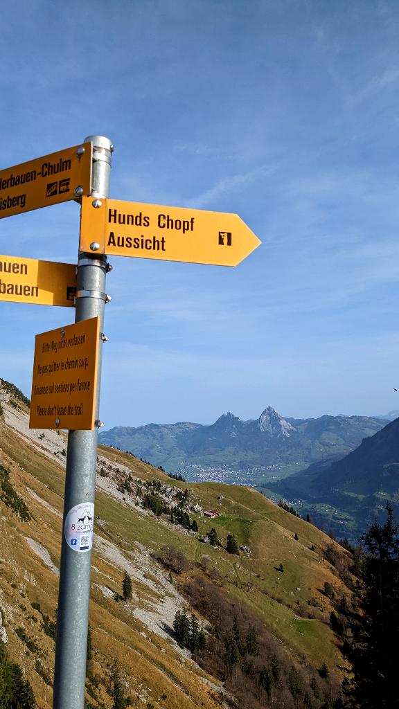 A detour that's worth it: Signpost to Hunds Chopf.
