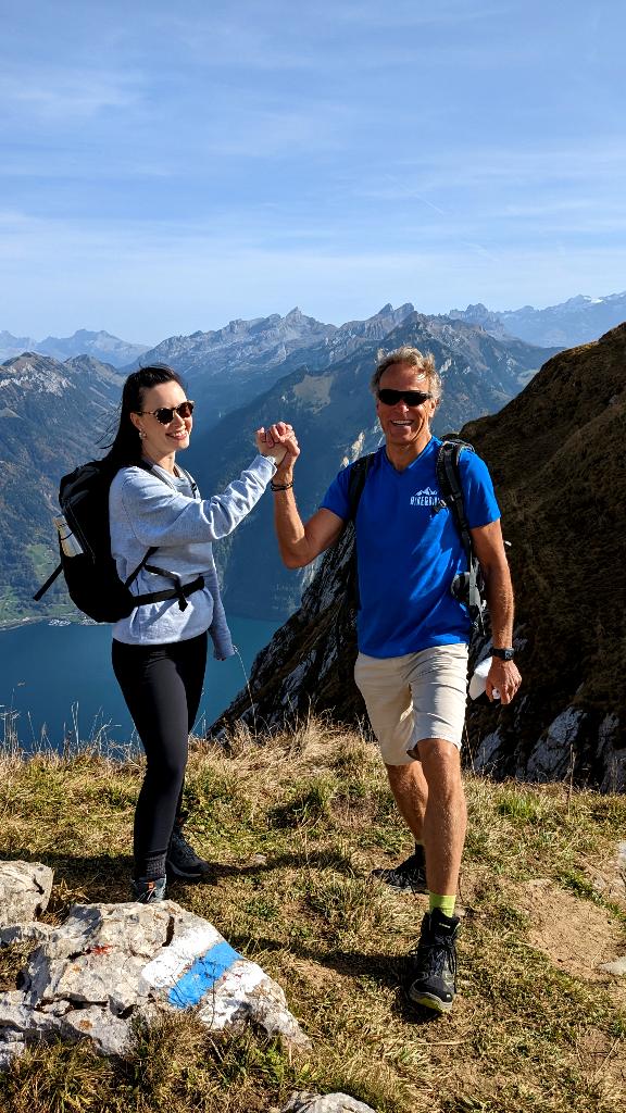 Champions: Solène and Marc celebrating their ascent to Niederhorn Kulm