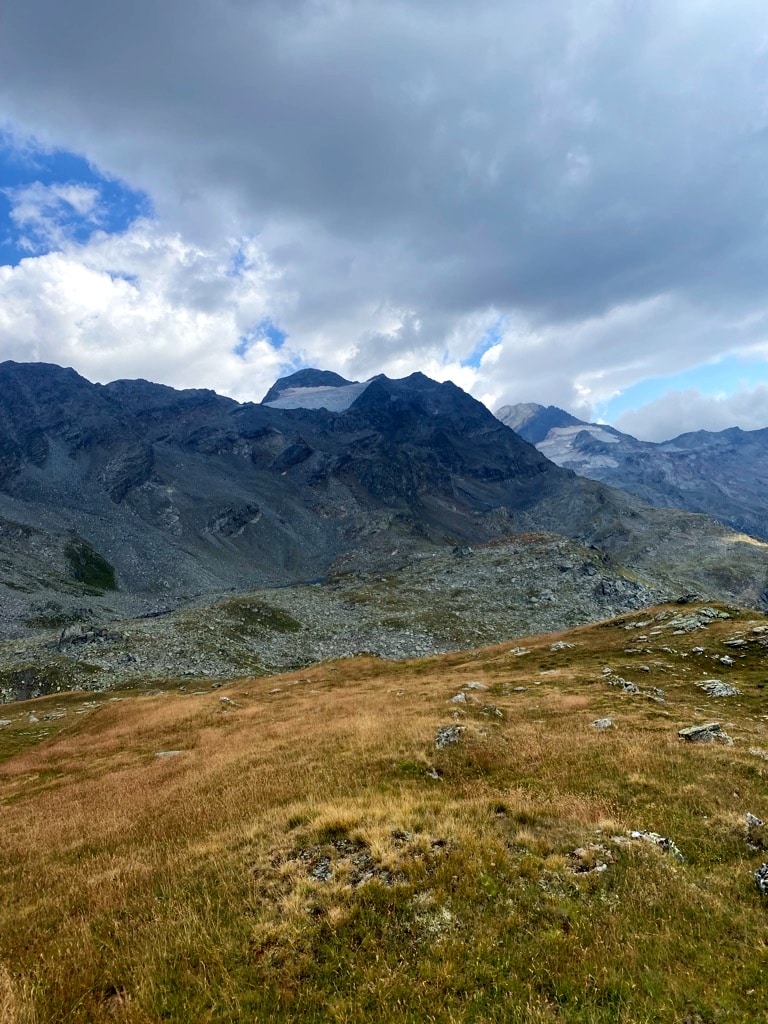 Alpine landscape and rocks on the val Fex hike