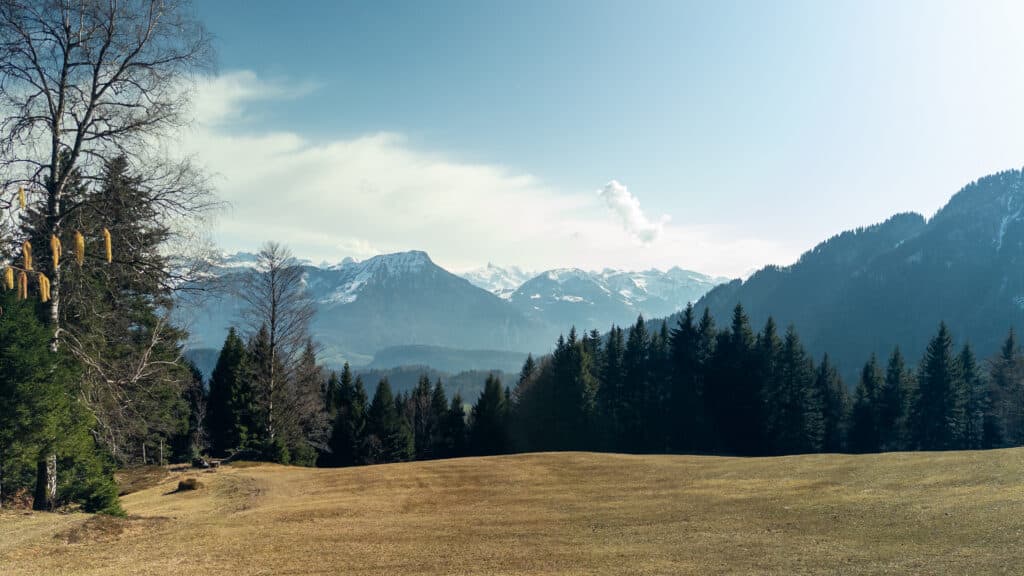 Rastplatz mit Aussicht bei der Schönenbodenhütte am Pilatus