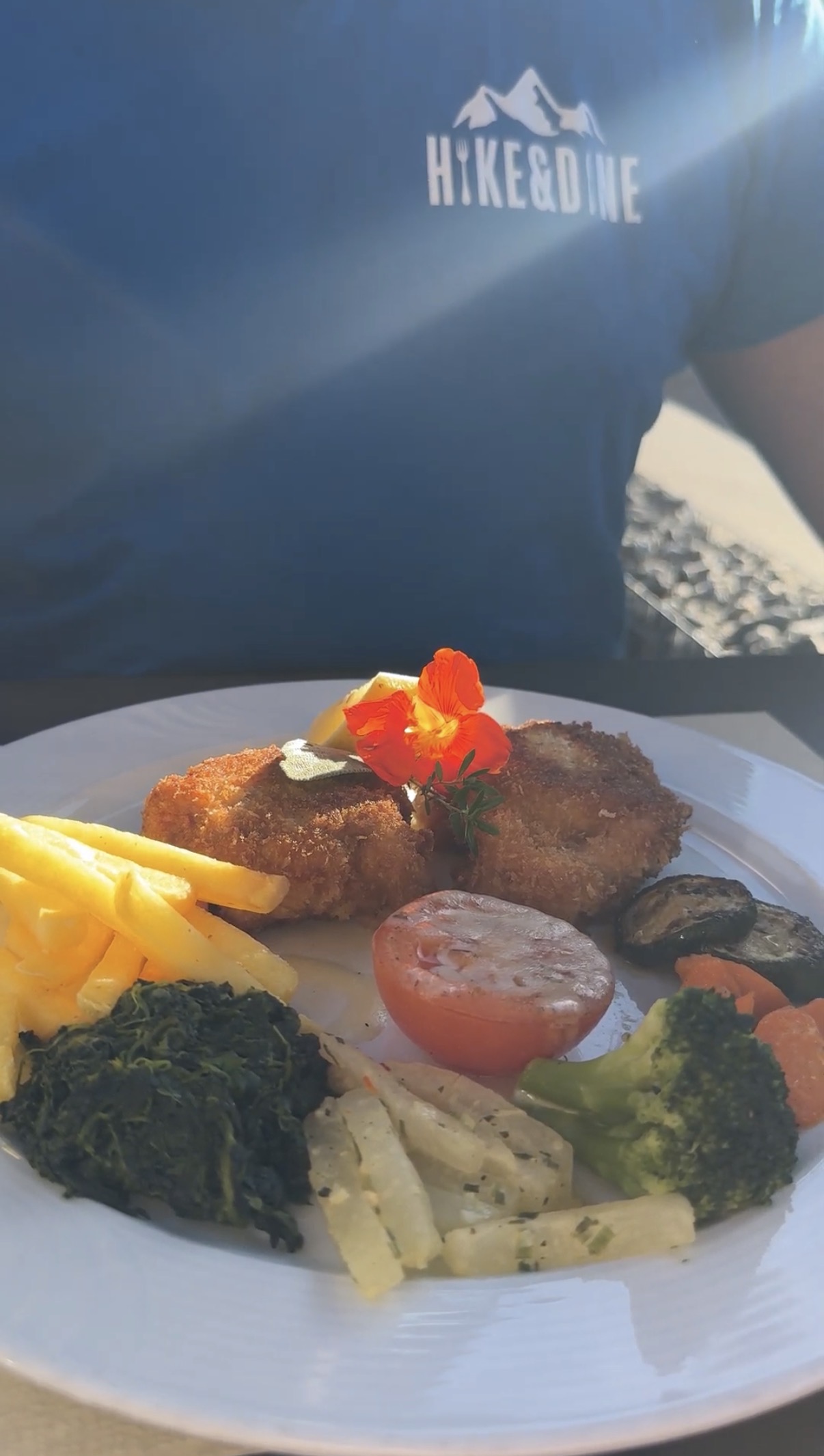 Golden-brown veal Cordon Bleu served with French fries at Restaurant Schärligbad, Marbach.
